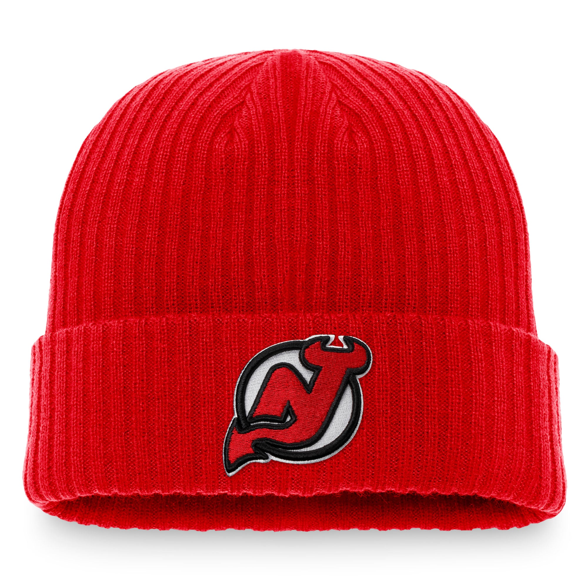 Bonnet en tricot à revers avec logo principal Fanatics Red New Jersey Devils Core pour hommes