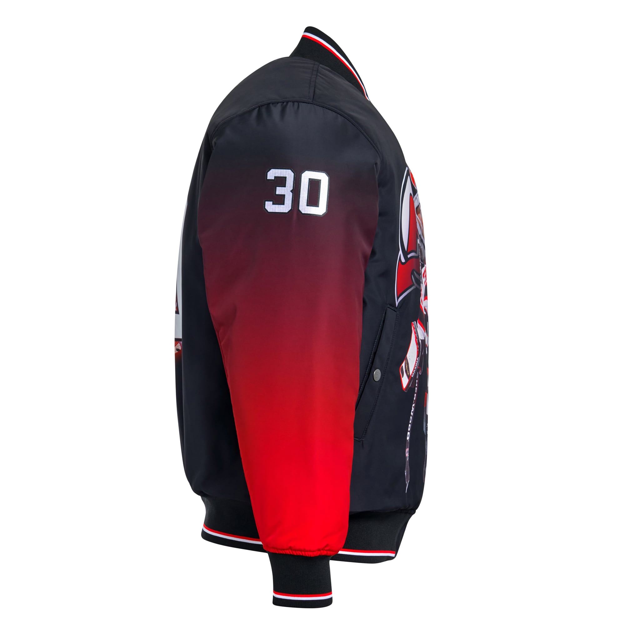 Veste bomber réversible zippée intégrale FE Martin Brodeur noire pour homme, New Jersey Devils
