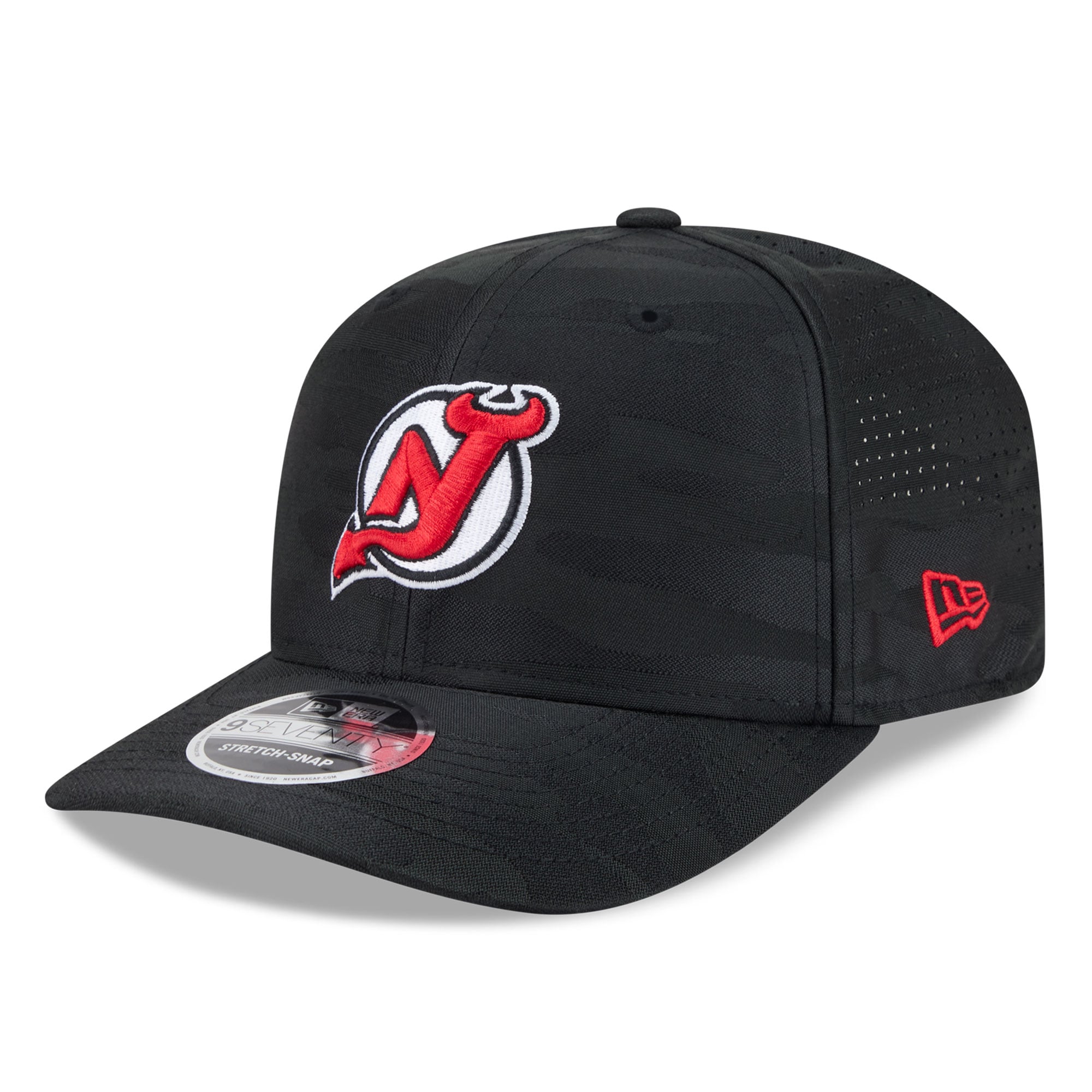 Casquette ajustable perforée New Era noire New Jersey Devils Camo 9SEVENTY pour homme