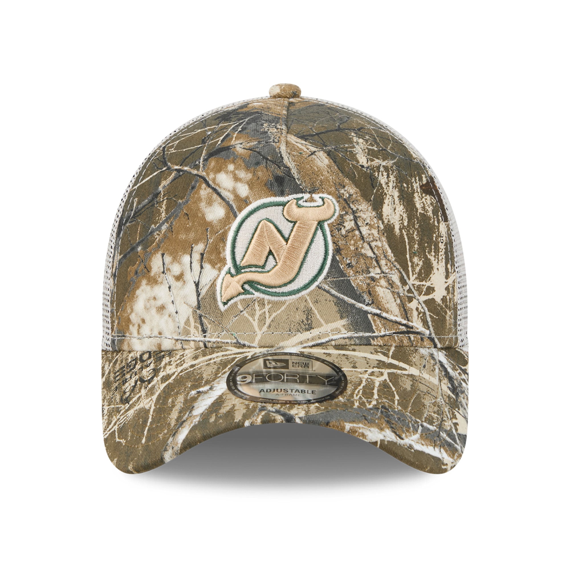 Casquette trucker ajustable New Era Camo New Jersey Devils Real Tree A-Frame 9FORTY pour homme
