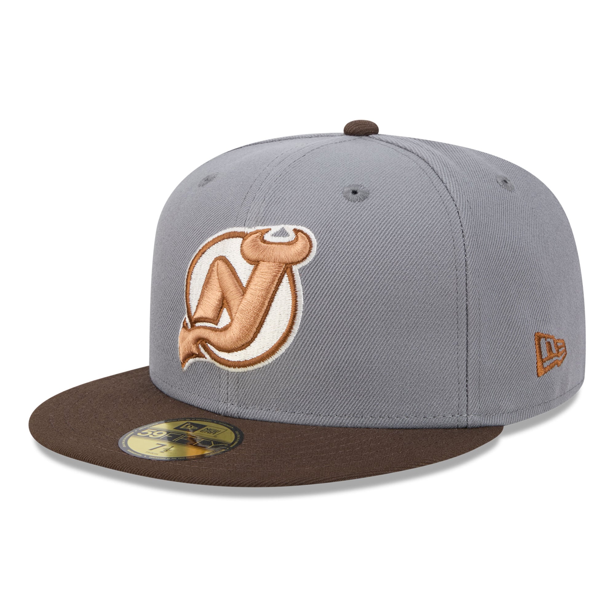 Men's New Era Charcoal/Brown Jersey Devils Wood Tones 59FIFTY Fitted Hat