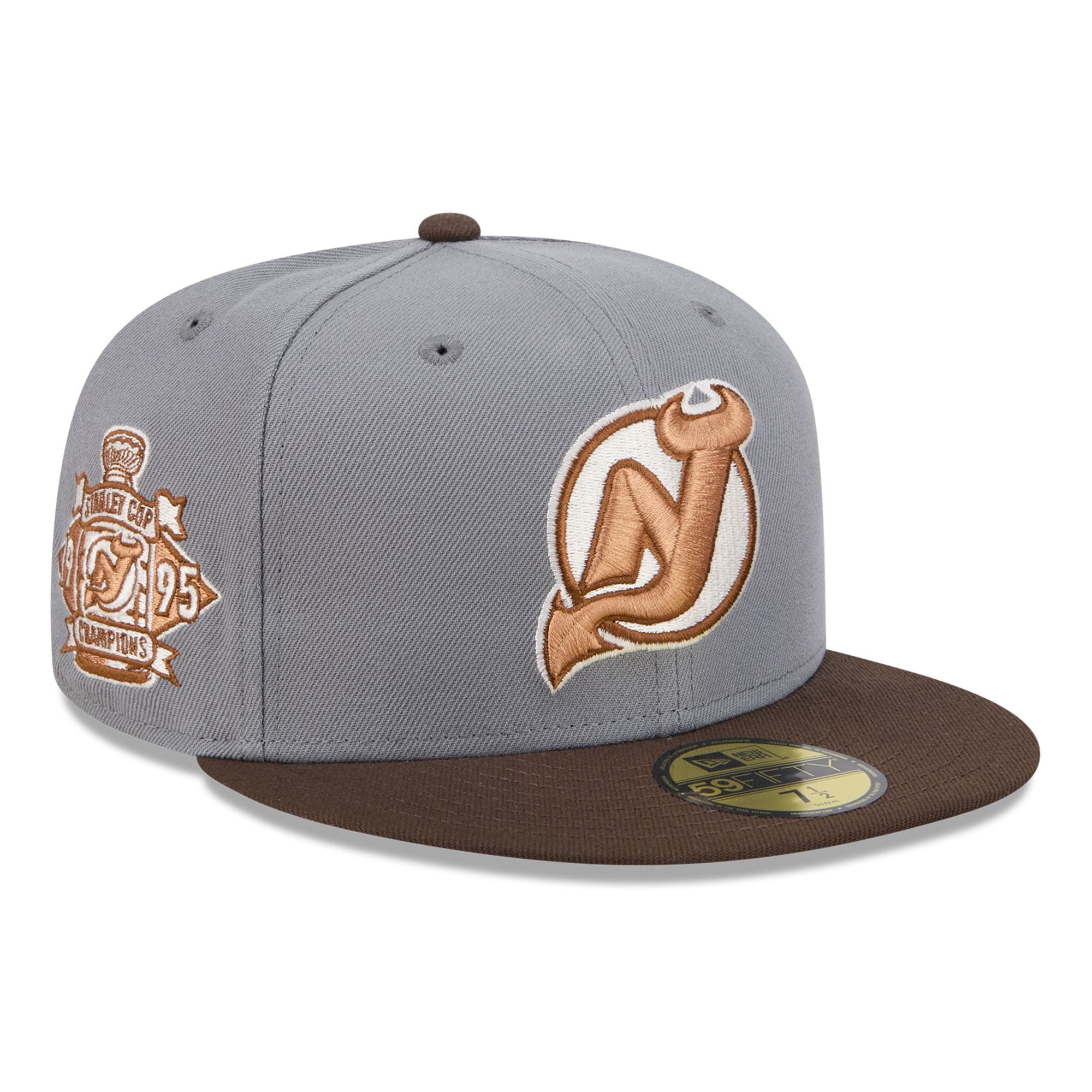 Men's New Era Charcoal/Brown Jersey Devils Wood Tones 59FIFTY Fitted Hat