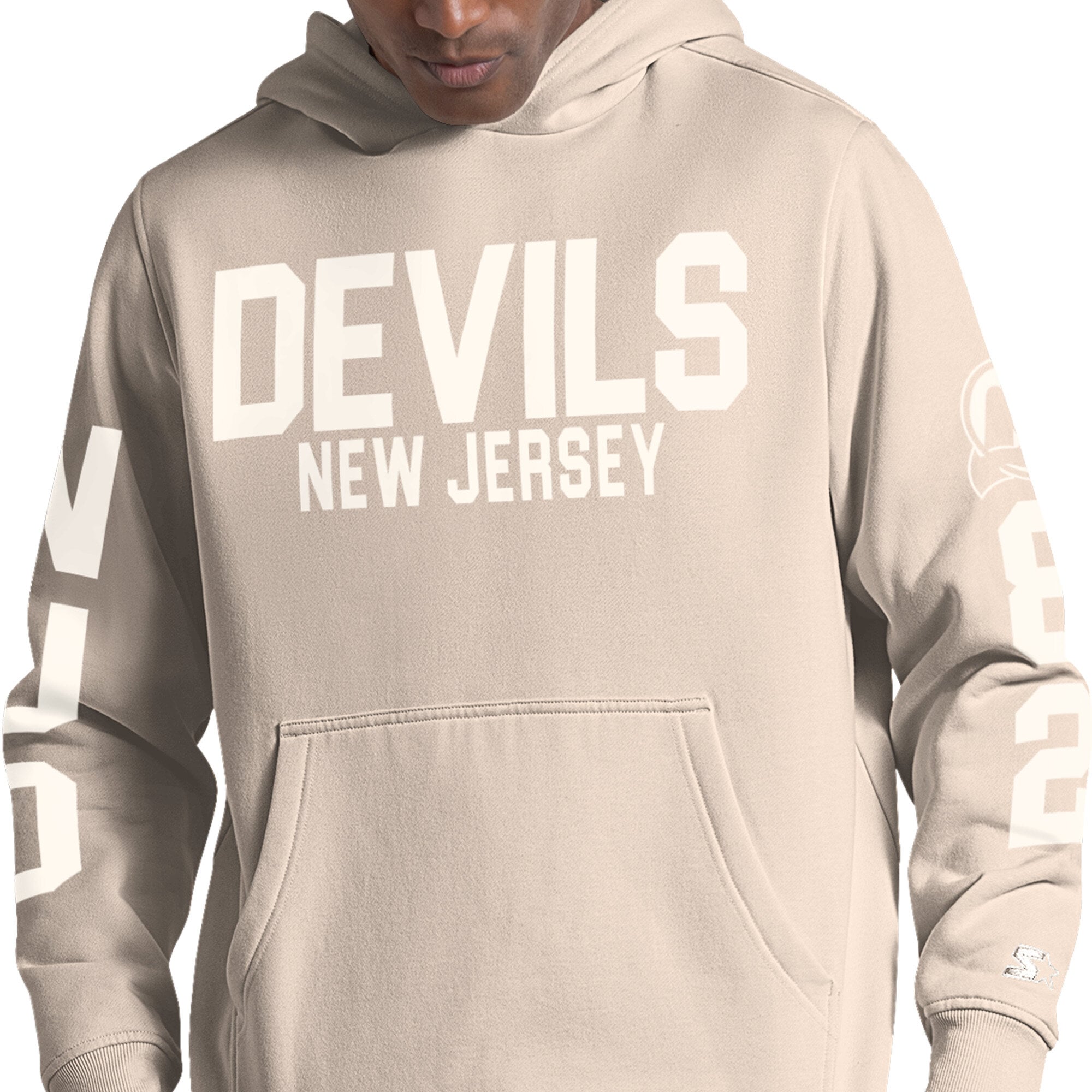 Sweat à capuche Starter beige pour homme, style vestiaire des New Jersey Devils