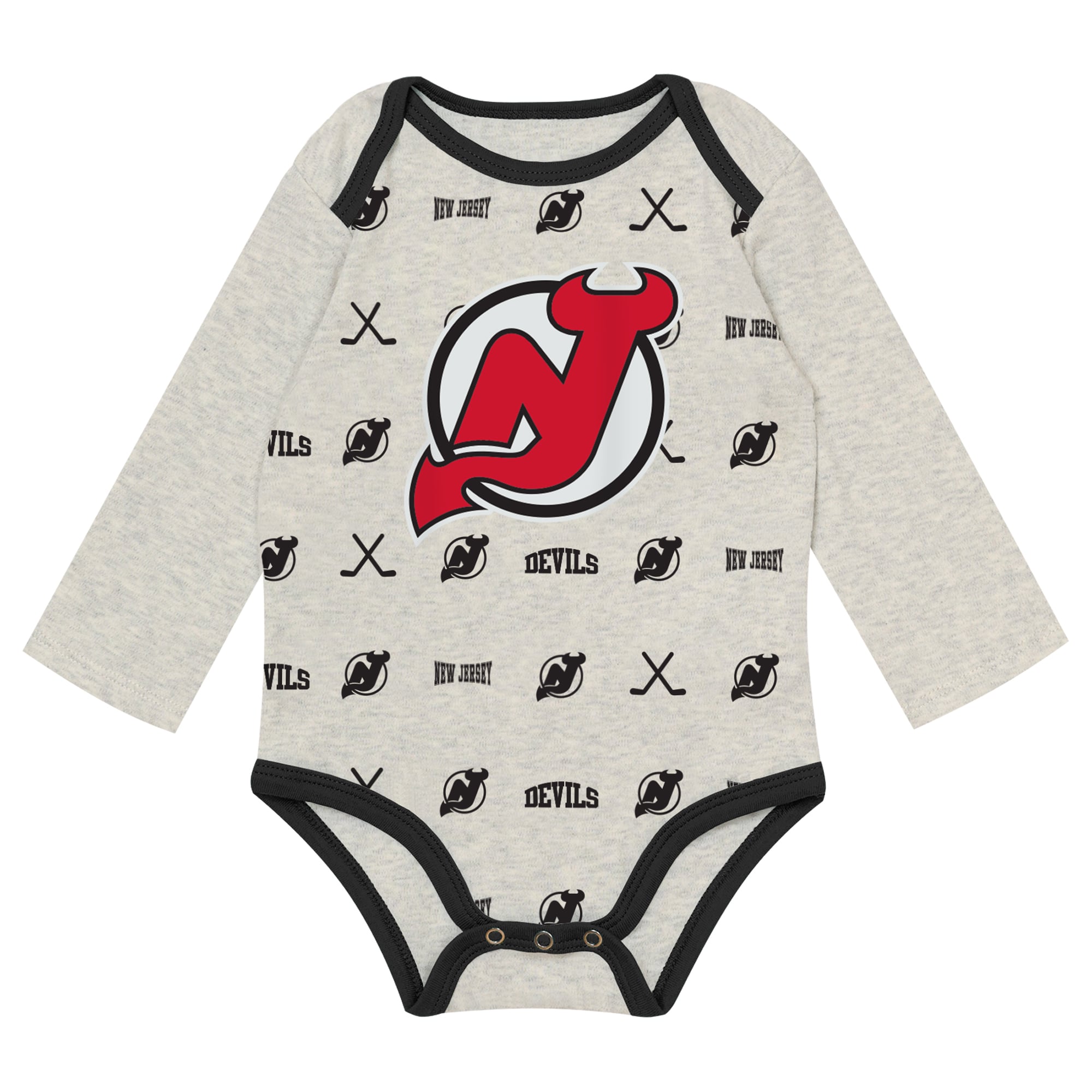 Ensemble trois pièces pour nouveau-né Outerstuff Heathered Bone New Jersey Devils Huddles and Giggles