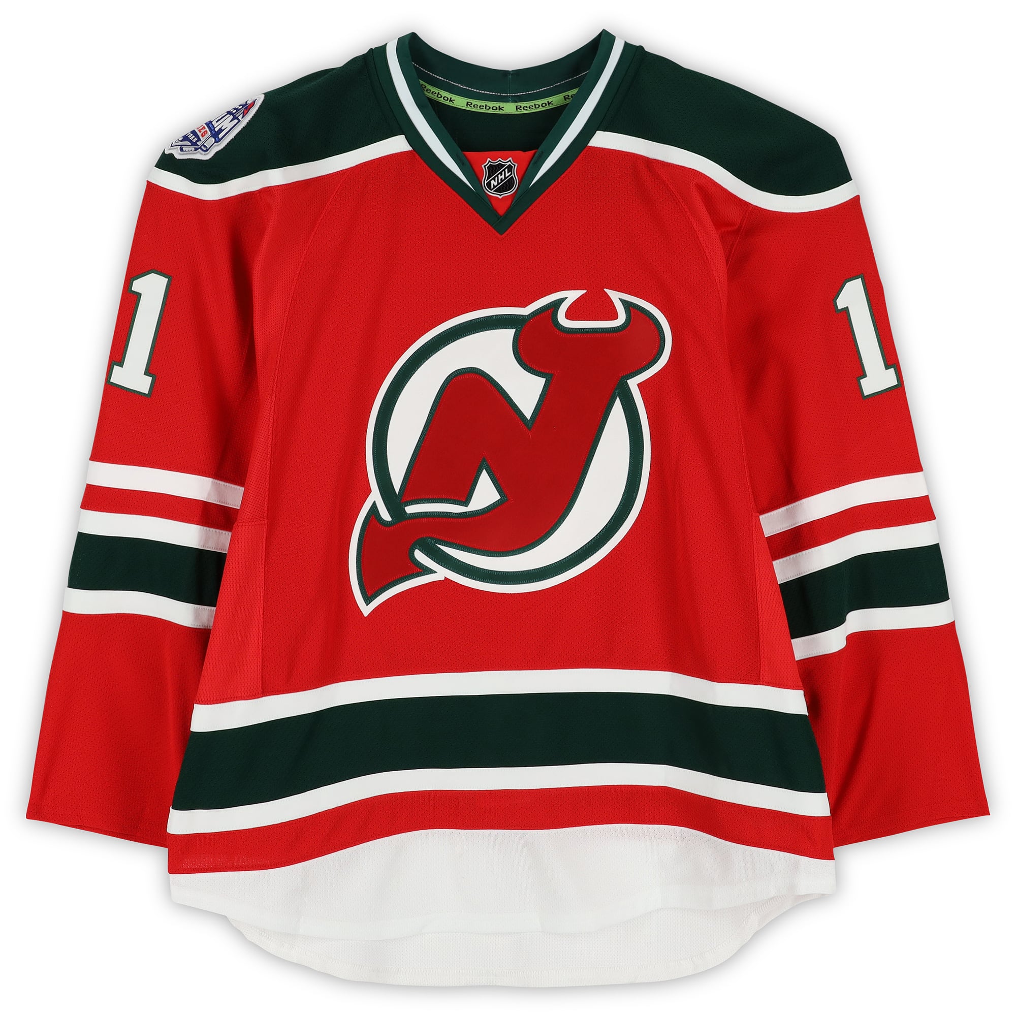 Stephen Gionta New Jersey Devils Practice-Used #11 Red Jersey vs. New York Rangers on January 26, 2014