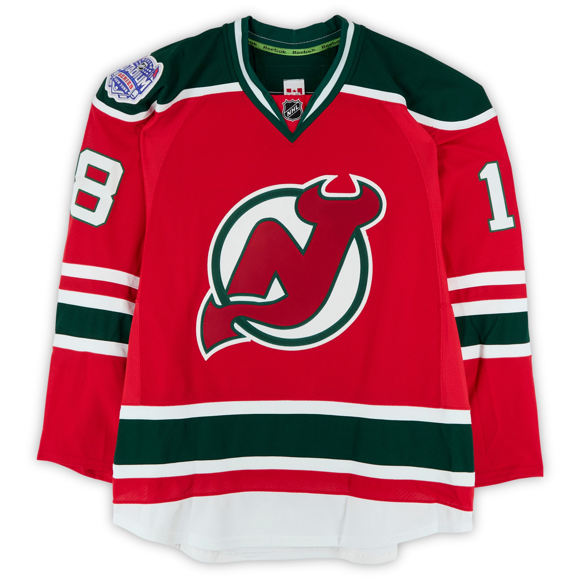 Steve Bernier New Jersey Devils Practice-Used #18 Red Jersey vs. New York Rangers on January 26, 2014