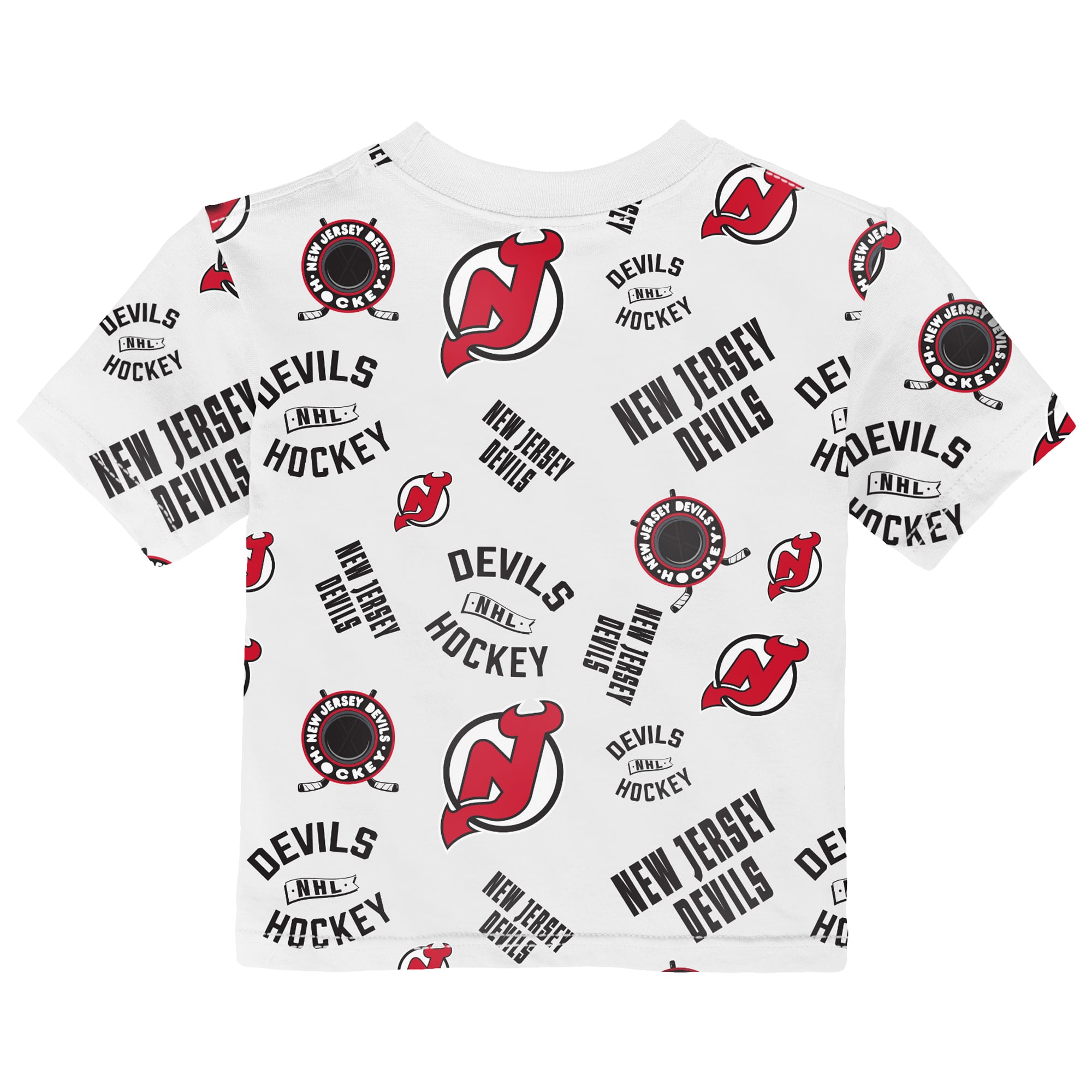 T-shirt blanc Outerstuff pour tout-petit avec imprimé intégral New Jersey Devils Run Down