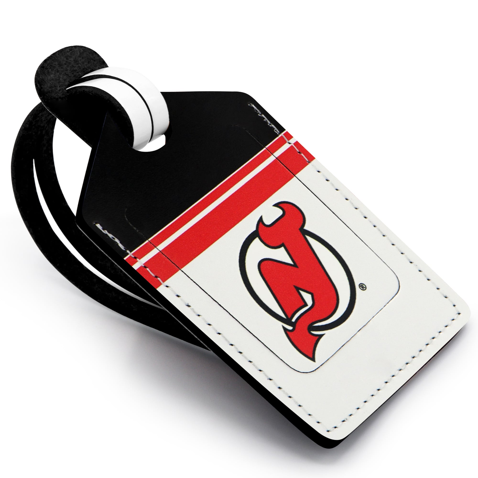Étiquette de bagage en cuir personnalisée Devils du New Jersey blanc