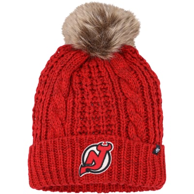 New Jersey Devils '47 Women's Meeko Cuffed Knit Hat with Pom - Red
