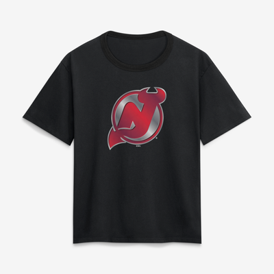 New Jersey Devils Women's Metallic Mascot T-Shirt - Black