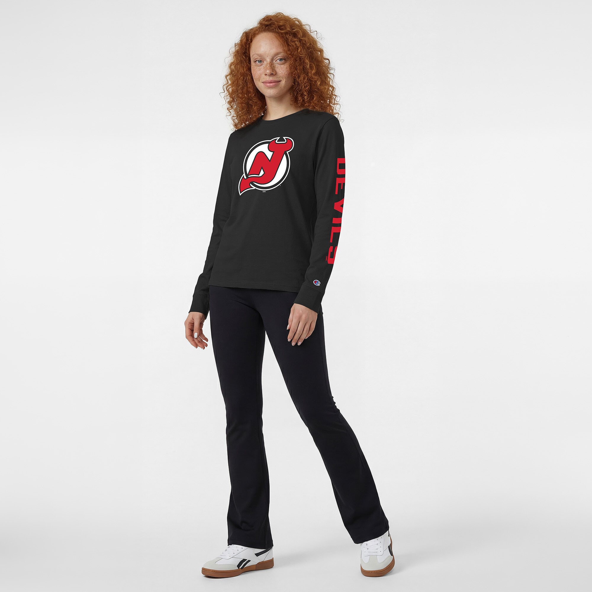Women's Champion  Black New Jersey Devils Team Logo Long Sleeve T-Shirt