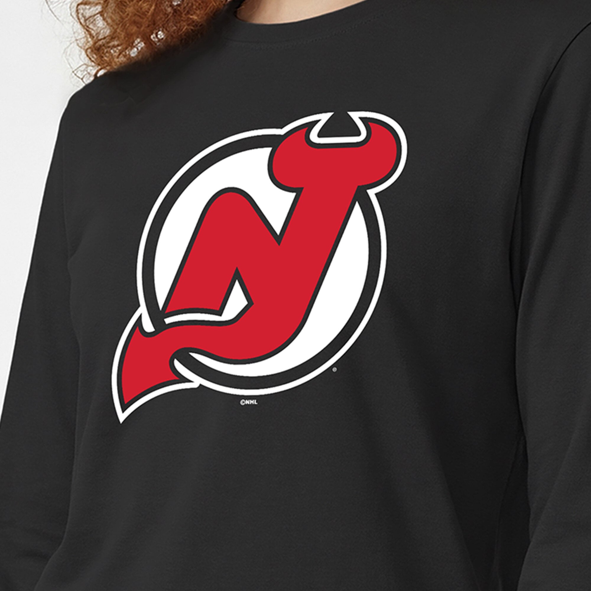 Women's Champion  Black New Jersey Devils Team Logo Long Sleeve T-Shirt