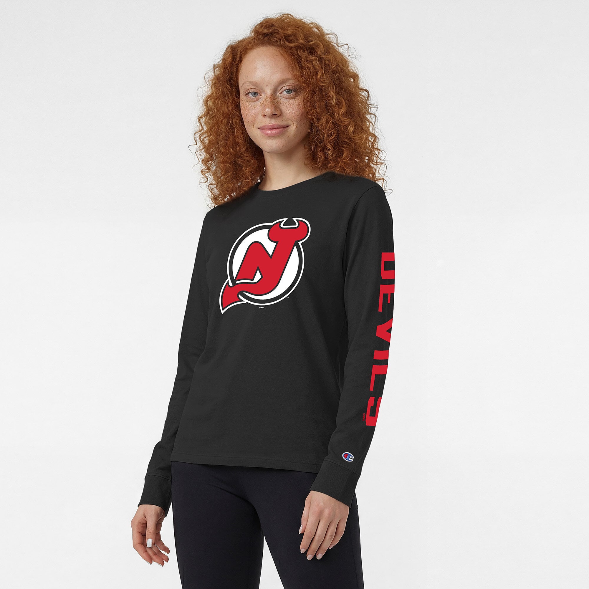 Women's Champion  Black New Jersey Devils Team Logo Long Sleeve T-Shirt