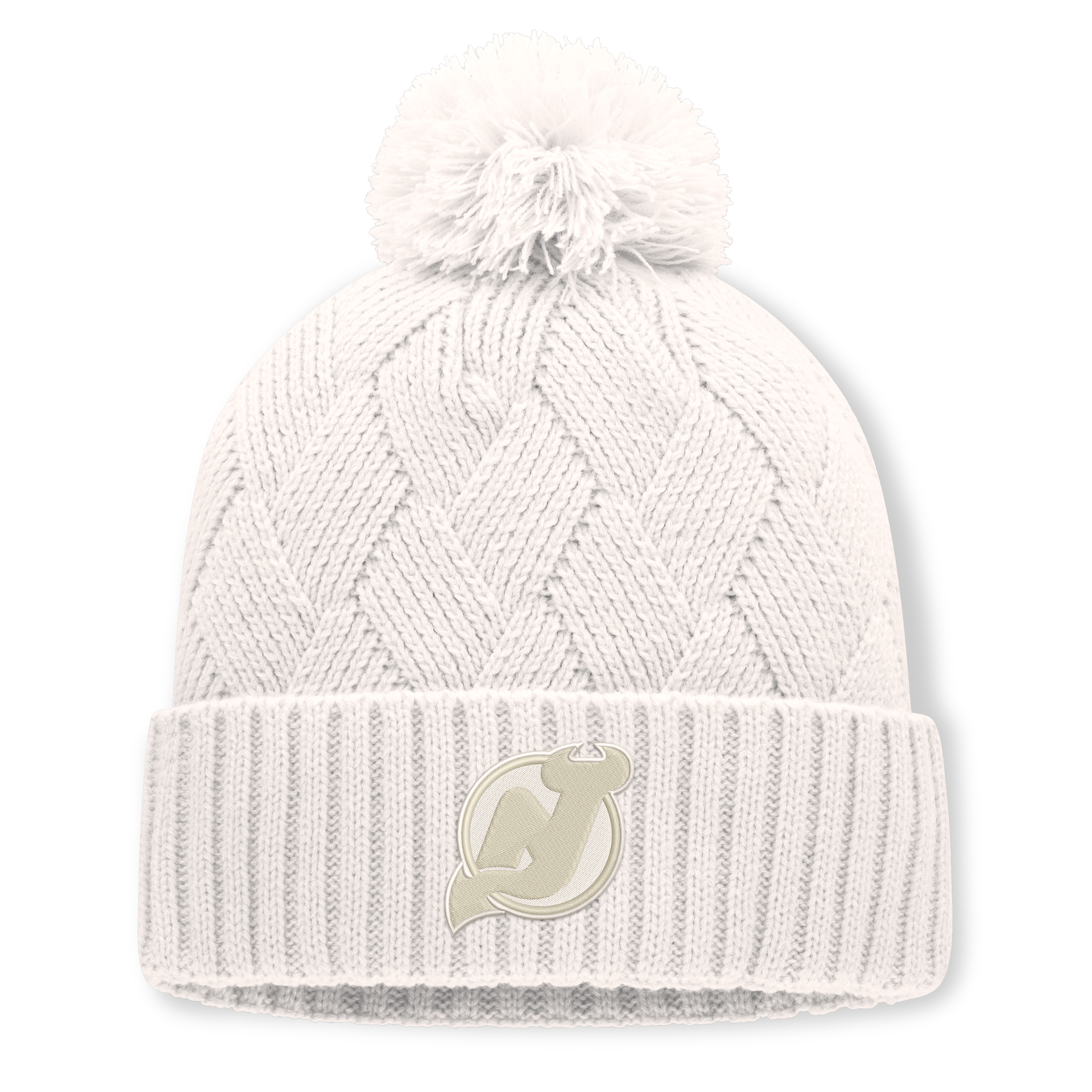 Bonnet à revers crème New Jersey Devils Level Up pour femme, avec pompon