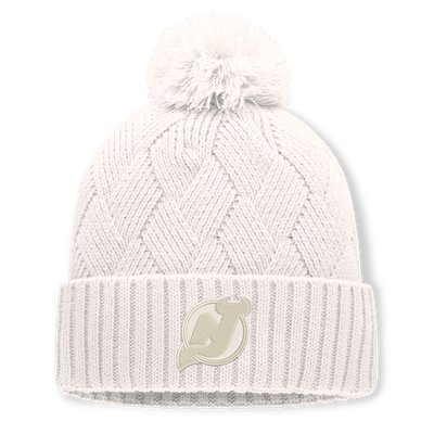 New Jersey Devils Fanatics Women's Level Up Cuffed Knit Hat with Pom - Cream