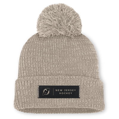 New Jersey Devils Fanatics Women's Authentic Pro Road Cuffed Knit Hat with Pom - Light Beige