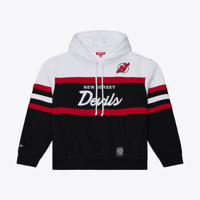  New Jersey Devils Mitchell & Ness Women's Head Coach Hoodie - White/Black