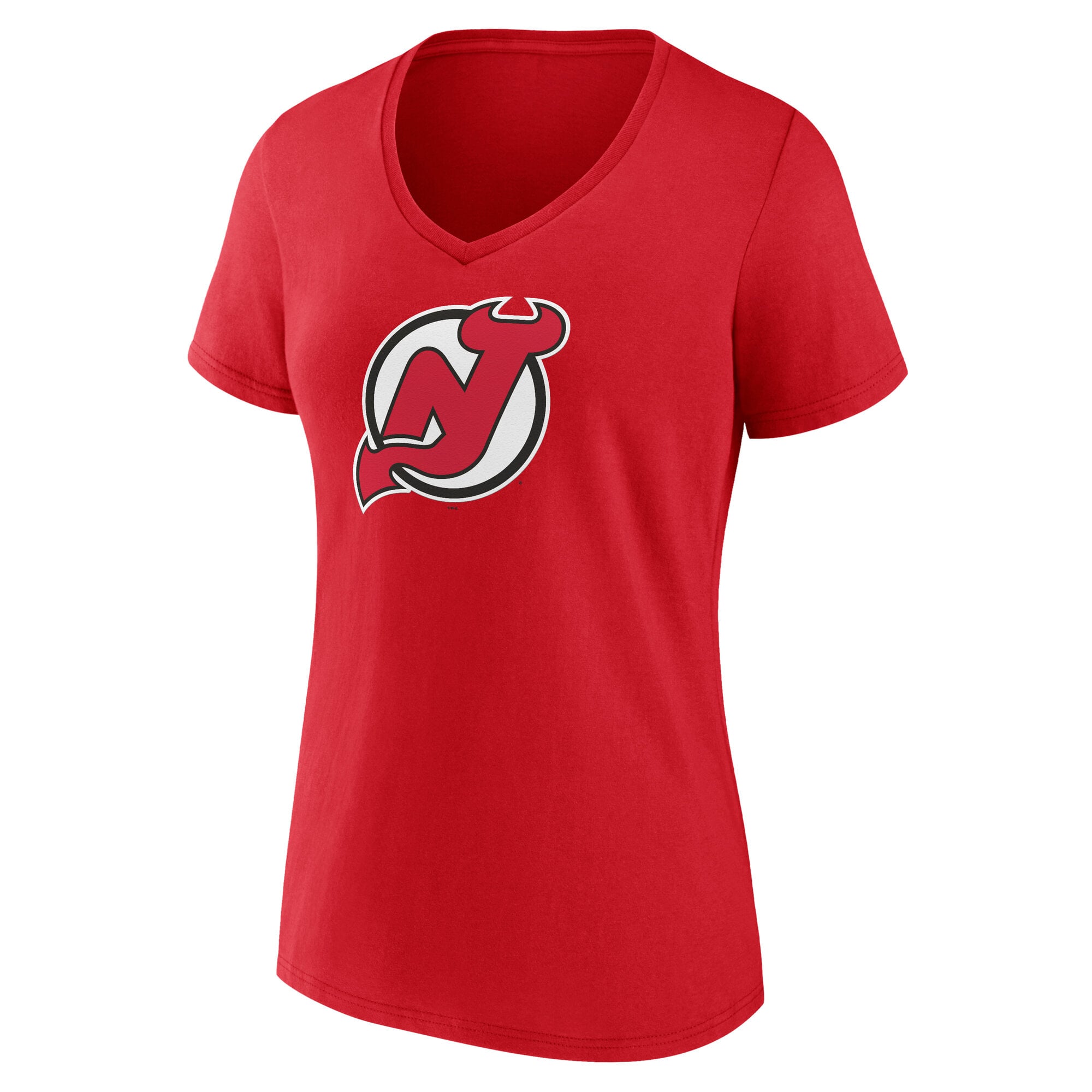 T-shirt rouge à col en V pour femme, motif New Jersey Devils, spécial fête des mères