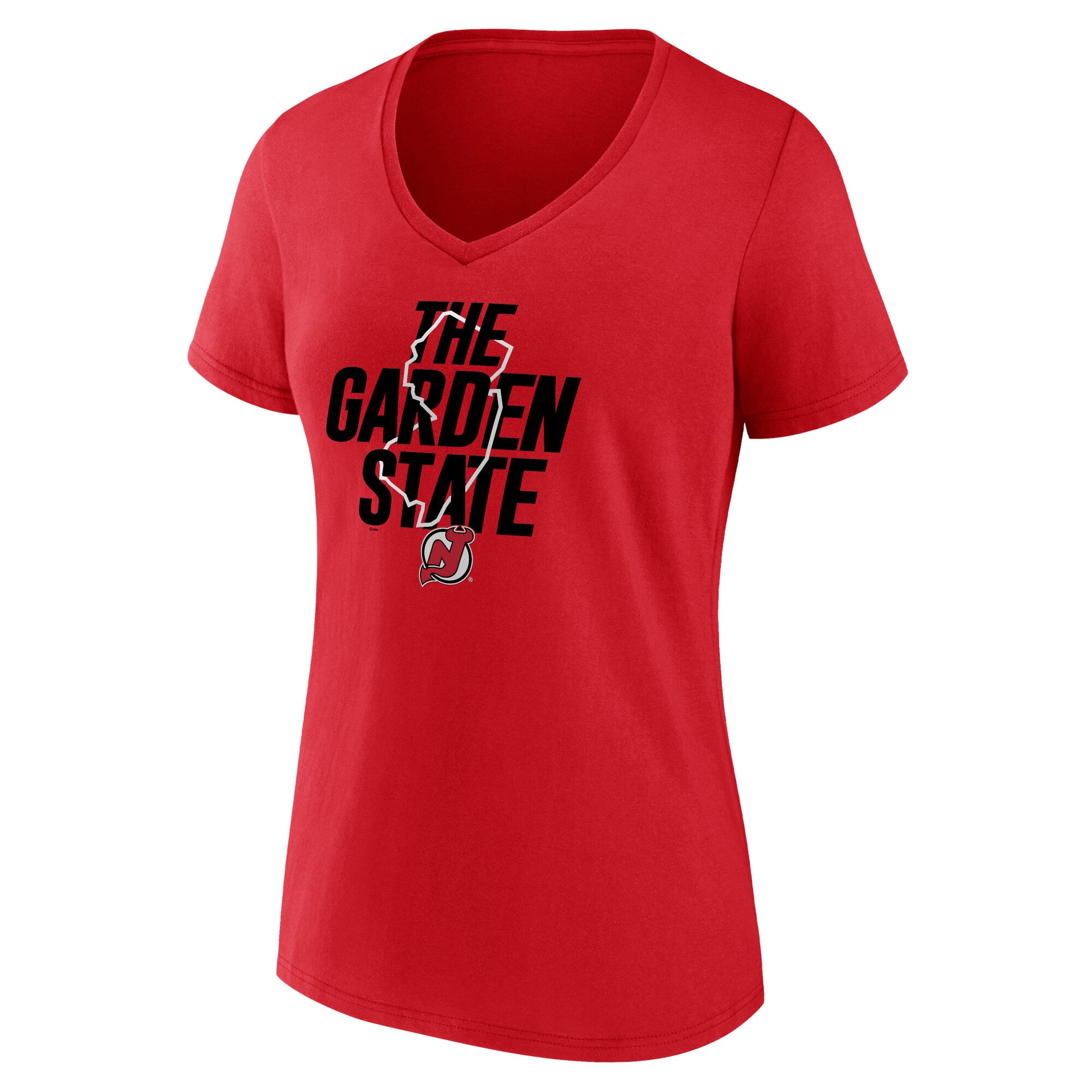 T-shirt à col en V rouge pour femmes New Jersey Devils Native