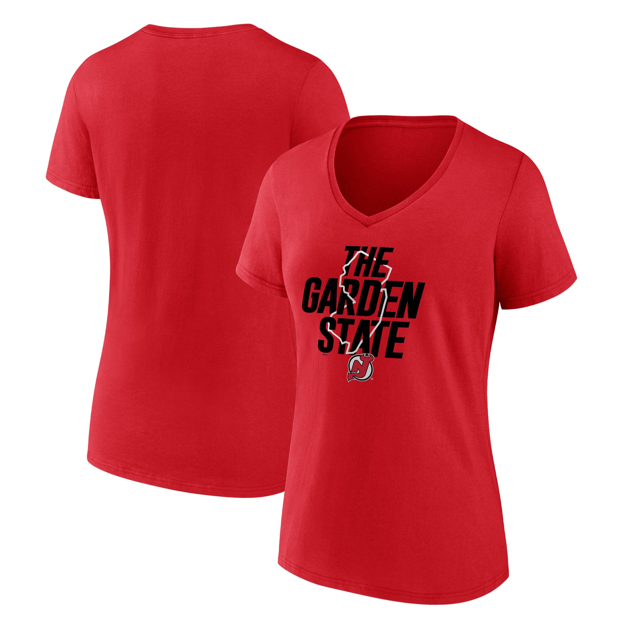 T-shirt à col en V rouge pour femmes New Jersey Devils Native