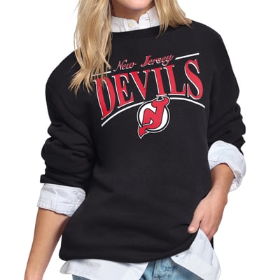 New Jersey Devils Starter Women's Arch Stripe Fleece Sweatshirt - Black