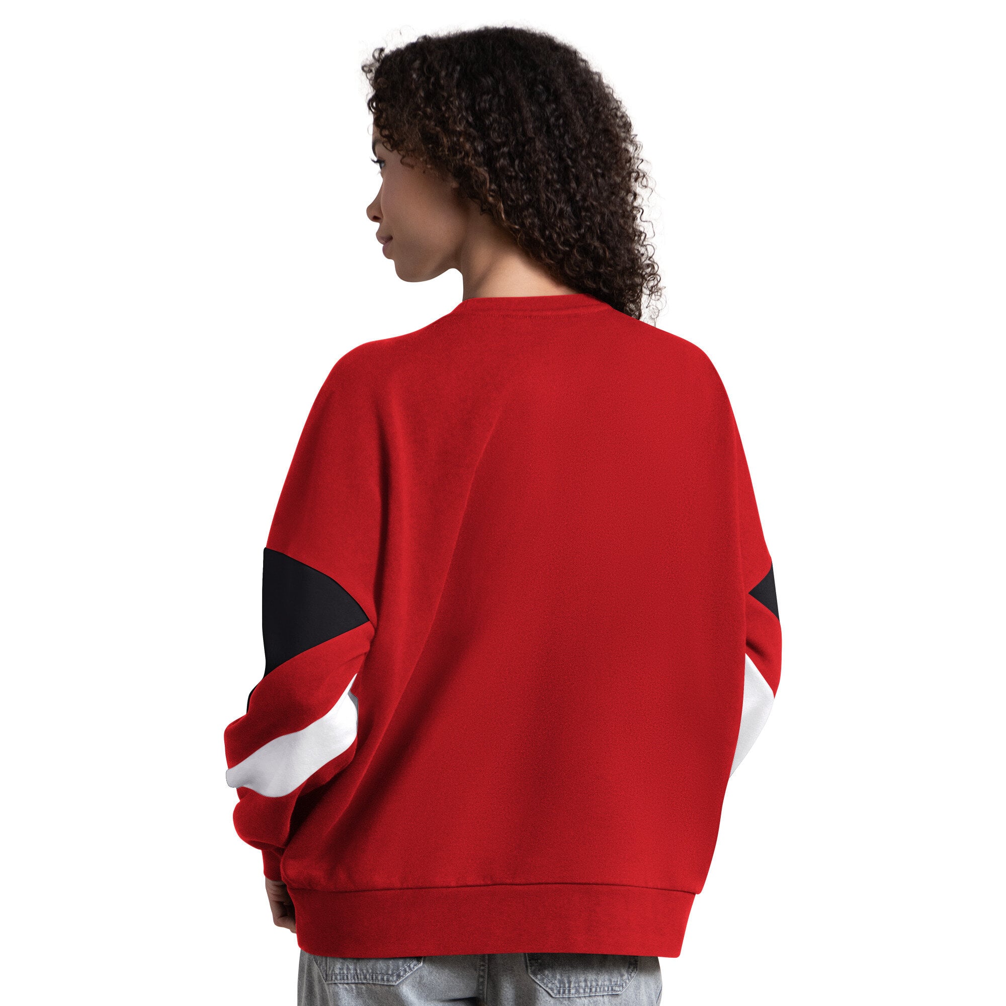 Sweat-shirt Starter rouge pour femme, modèle Grand Chelem des New Jersey Devils, manches longues et color block.