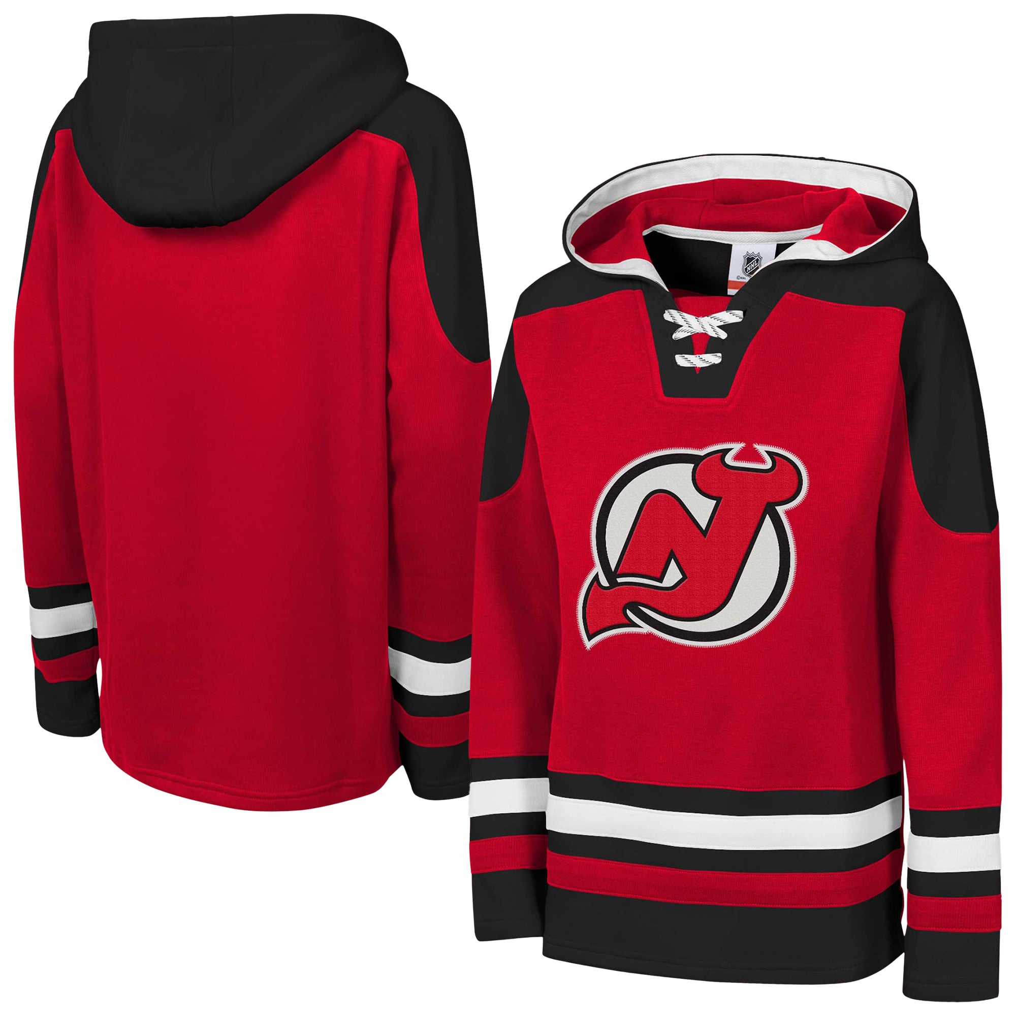Sweat à capuche raglan col en V Youth Outerstuff rouge New Jersey Devils Ageless Must Have Home