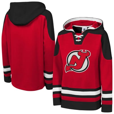 New Jersey Devils Outerstuff Youth Ageless Must Have Home Raglan V-Neck Hoodie - Red