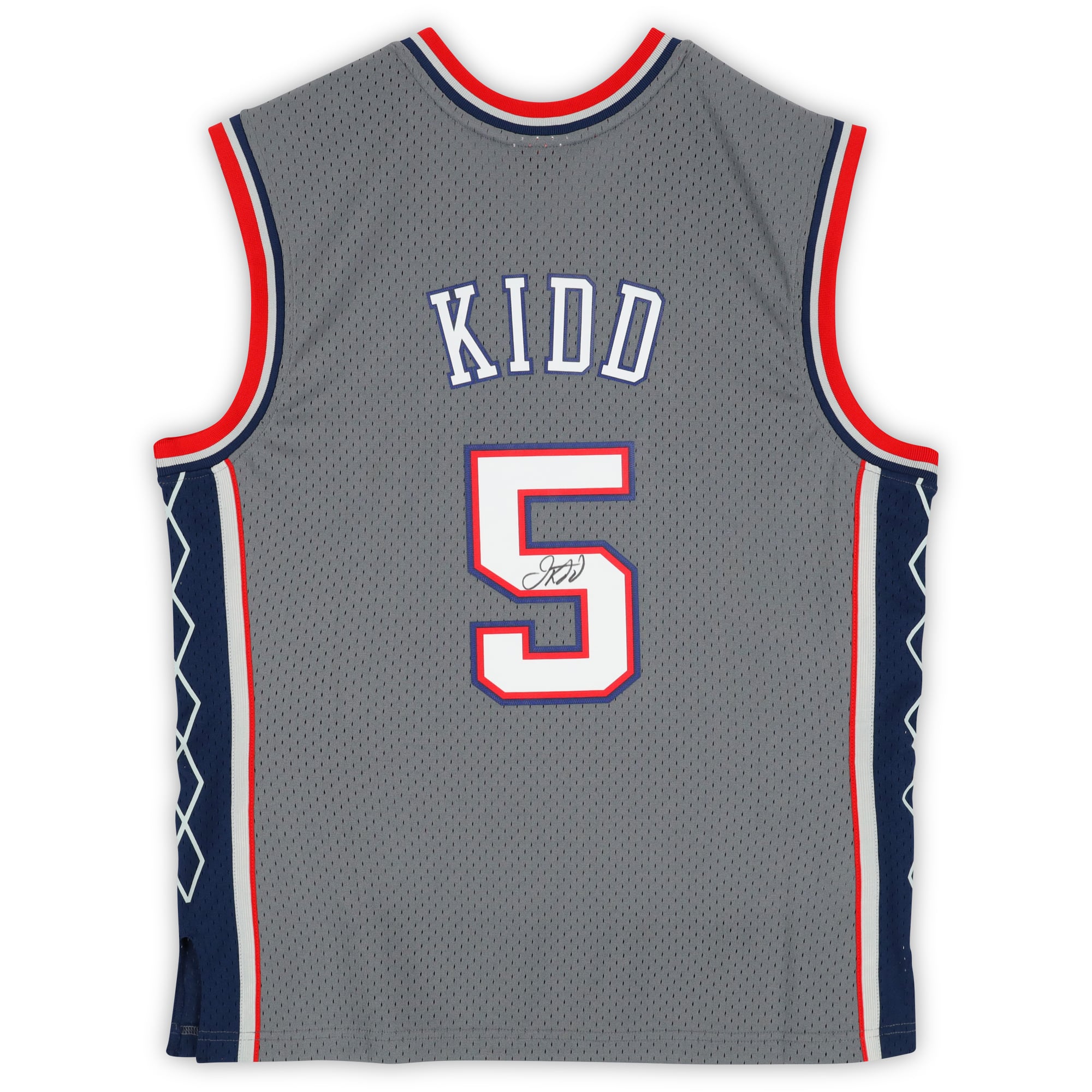 Maillot Swingman Mitchell & Ness gris autographié par Jason Kidd des New Jersey Nets 2004-05