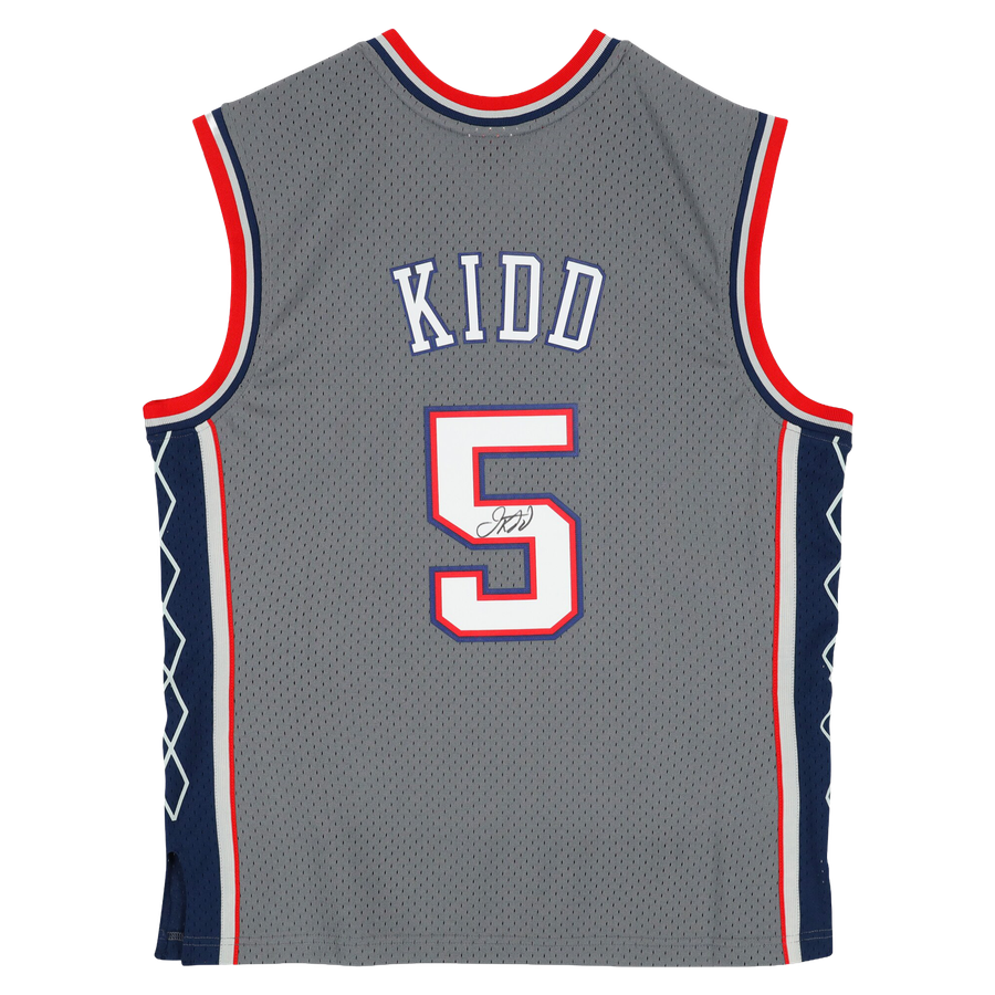 Maillot Swingman Mitchell & Ness gris autographié par Jason Kidd des New Jersey Nets 2004-05
