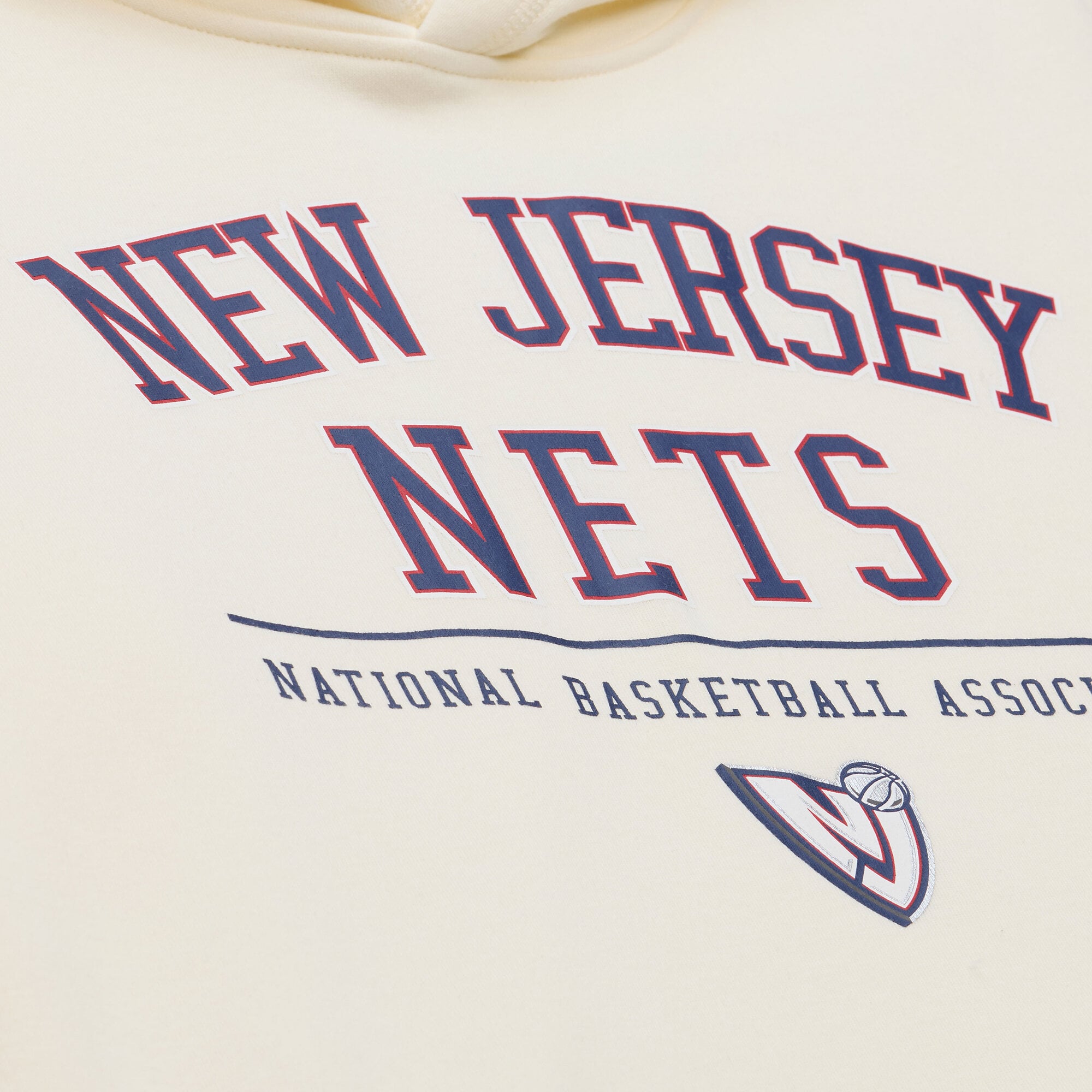 Men's Mitchell & Ness Cream New Jersey Nets Walk-Off Fleece Hoodie