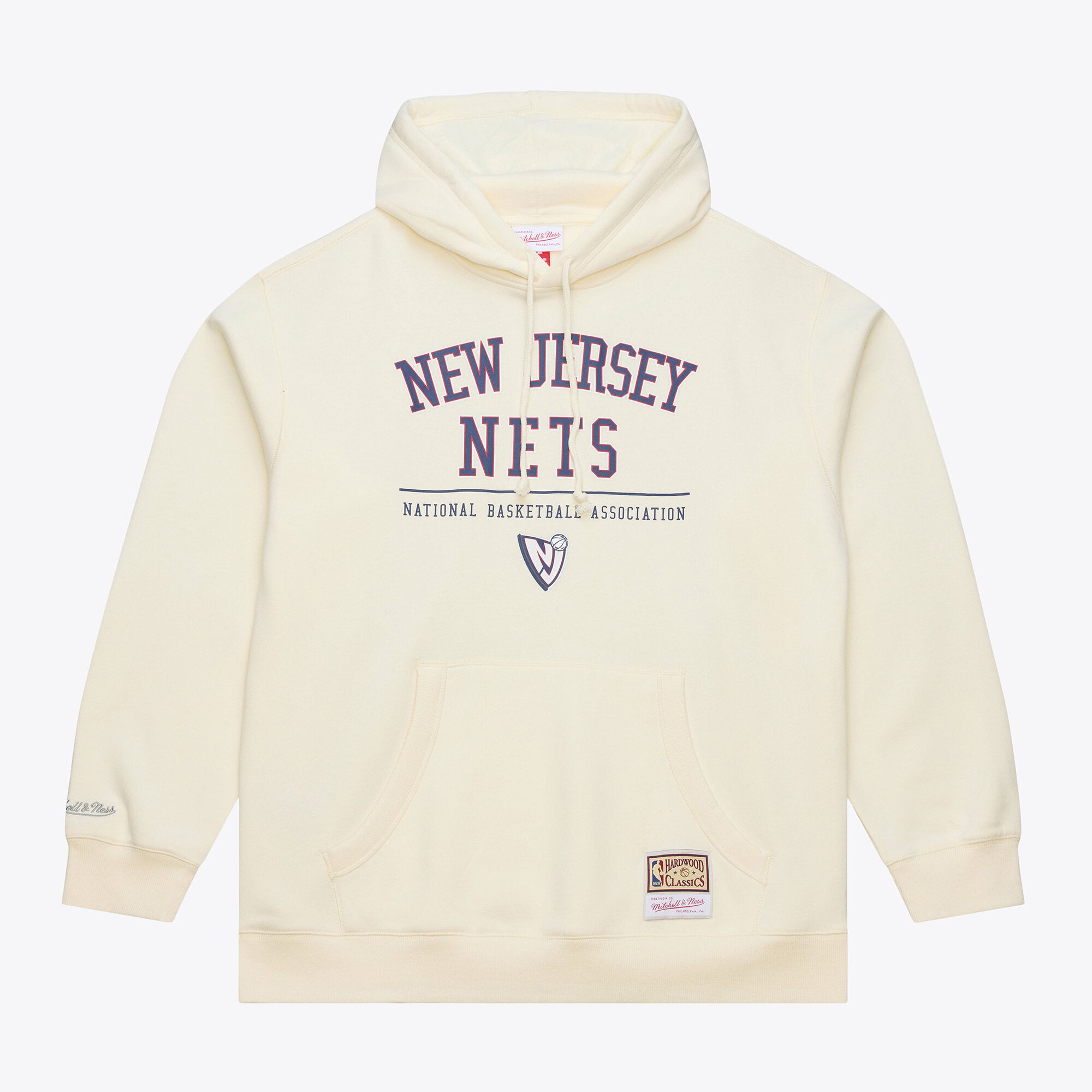 Men's Mitchell & Ness Cream New Jersey Nets Walk-Off Fleece Hoodie