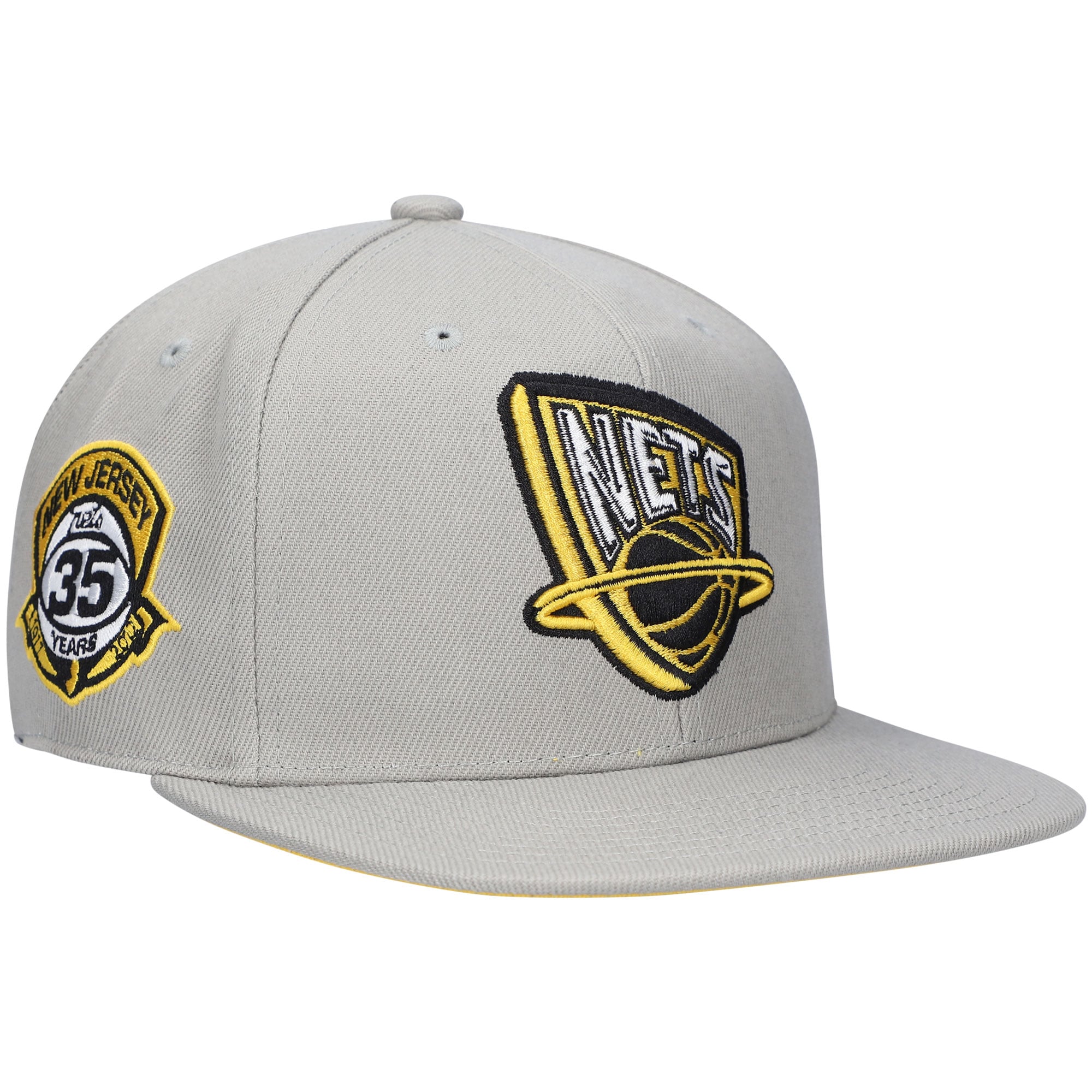 Men's New Jersey Nets Mitchell & Ness Gray Hardwood Classics 35th Anniversary Sunny Gray Fitted Hat