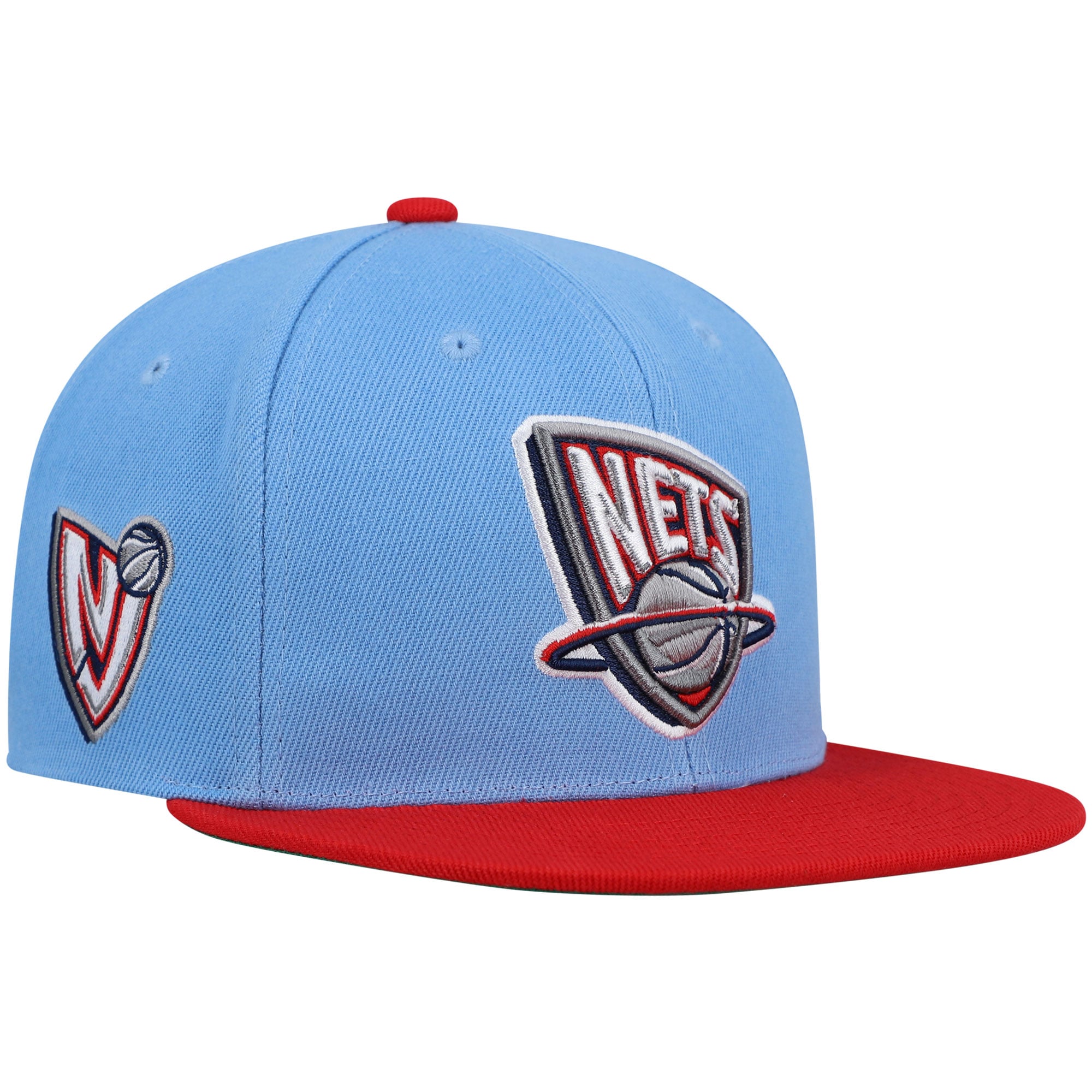 Men's New Jersey Nets Mitchell & Ness Light Blue/Red Hardwood Classics Snapback Hat