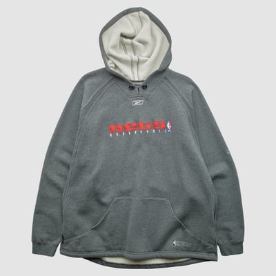 New Jersey Nets Reebok 2000s Hooded Pullover Sweatshirt - Dark Heather Gray - L by Fanatics Real Vintage