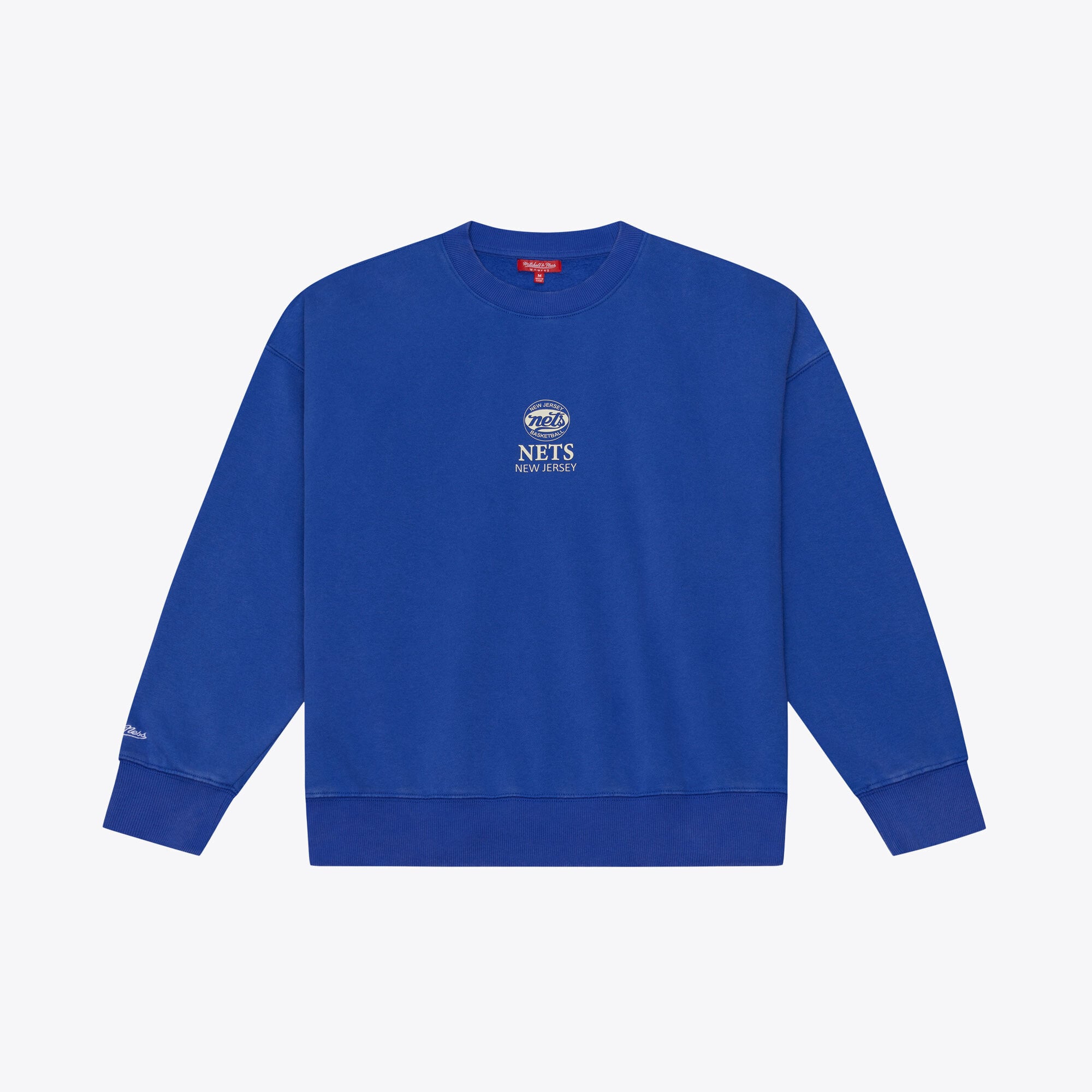 Women's Mitchell & Ness Blue New Jersey Nets Core Essentials Micro Logo Fleece Sweatshirt