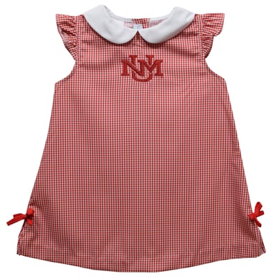 New Mexico Lobos Vive La Fete Toddler Girls Mini Check Pattern A-Line Dress - Red