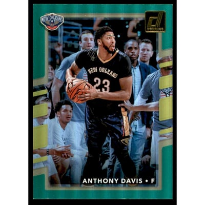 2017-18 Donruss Holo Laser Green and Yellow #91 Anthony Davis