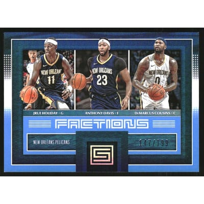 2017-18 Panini Status Factions Blue #15 Anthony Davis/Jrue Holiday/DeMarcus Cousins