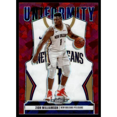 2020-21 Panini Contenders Optic Uniformity Red Cracked Ice #1 Zion Williamson