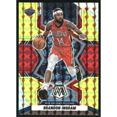 2021-22 Panini Mosaic Mosaic Choice Fusion Red and Yellow #200 Brandon Ingram