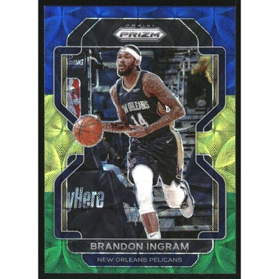 2021-22 Panini Prizm Prizms Choice Blue Yellow and Green #9 Brandon Ingram