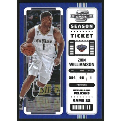 2022-23 Panini Contenders Optic Blue #62 Zion Williamson