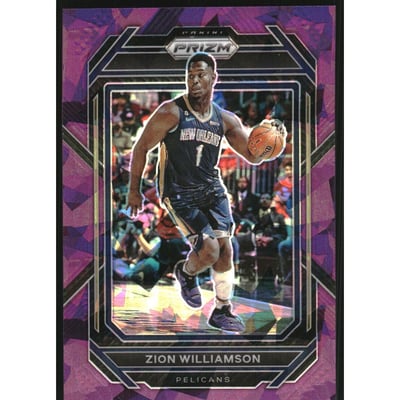 2022-23 Panini Prizm Prizms Purple Ice #214 Zion Williamson
