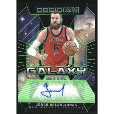 2023-24 Panini Obsidian Galaxy Ink Electric Etch Green #10 Jonas Valanciunas