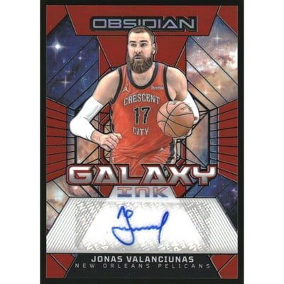 2023-24 Panini Obsidian Galaxy Ink Electric Etch Orange Flood #10 Jonas Valanciunas