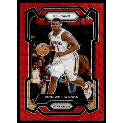 2023-24 Panini Prizm Prizms Ruby Wave #27 Zion Williamson