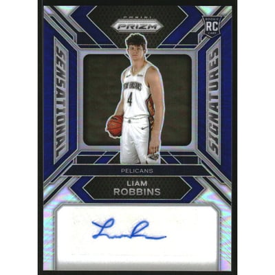 2023-24 Panini Prizm Sensational Signatures Prizms Blue #73 Liam Robbins