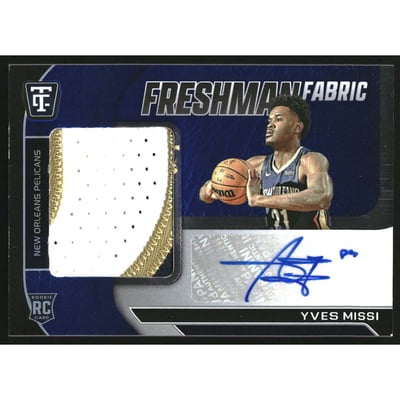 2024-25 Totally Certified Freshman Fabric Signatures Mirror Blue #14 Yves Missi