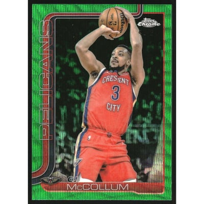 2025-26 Topps Chrome Green Wave Refractors #136 CJ McCollum